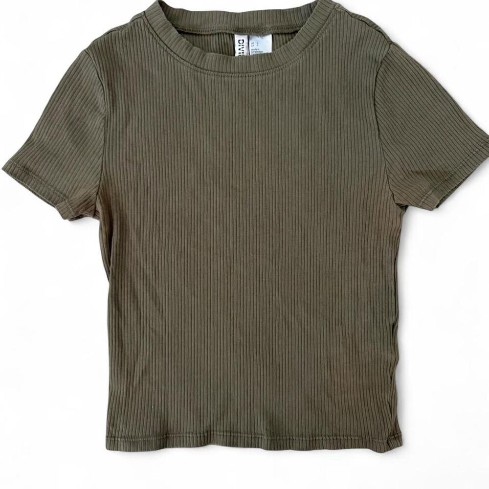 H-m Women's Green and Khaki T-shirt